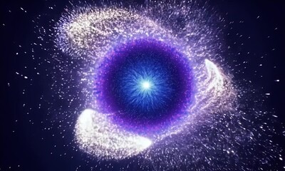 Wall Mural - vibrant cosmic explosion radiates energy from a glowing center, surrounded by a swirling ring of light and particles