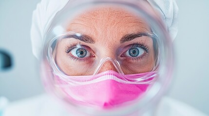 Aufkleber - Next-Gen Medical Innovation Precision-Focused Female Scientist in High-Performance PPE Exploring Breakthrough Research Frontiers with Cutting-Edge Safety Protocols