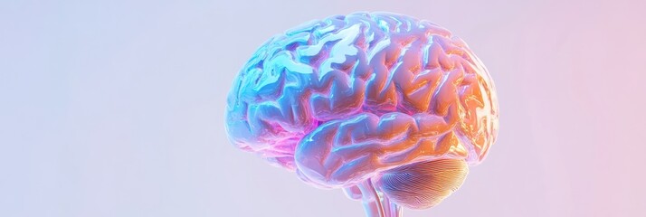 Leinwandbilder - Neuromorphic AI Visualization Iridescent Digital Brain Mapping Showcasing Cognitive Enhancement and Quantum Learning Technologies for Next-Gen Educational Platforms