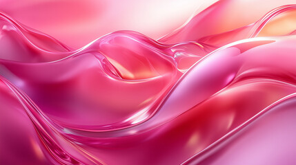 Wall Mural - Waves of vibrant pink and translucent textures create an artistic composition of fluid shapes and colors in a surreal environment Generative AI
