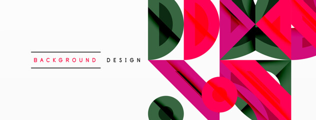 Wall Mural - abstract geometric composition. pink, green shapes overlap. modern design, minimalist style. clean l