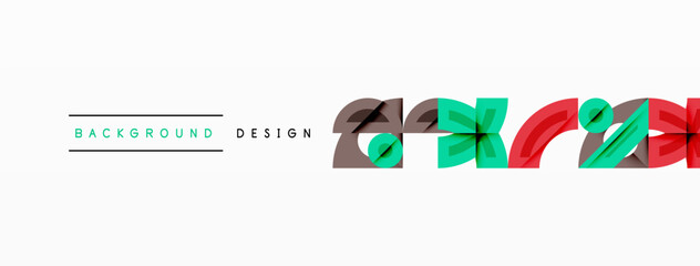 Wall Mural - abstract design features overlapping colorful shapes. minimalist style with text elements. clean lin