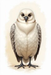 Wall Mural - a drawing of a white owl sitting on top of a table