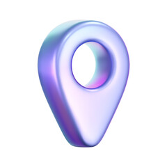 Wall Mural - 3d holographic location pin icon with iridescent and neon effects. isolated on a white background. r