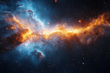 Wall Mural - A blue and orange cloud in space