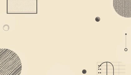 Aufkleber - Abstract geometric shapes on minimalist beige background  