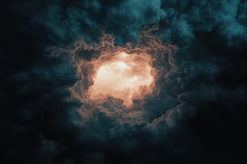 Wall Mural - A dark sky with a bright light in the middle