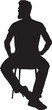 © Curto - vector; silhouette of front view of a man sitting on chair looking side