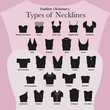 © Maria - Different Neckline type of women dress neck line fashion silhouette pictogram decolletage. All types of neckline in vector