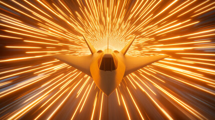 Poster - A stunning takeoff moment captured with the aircraft in motion, the sky glowing in yellows and