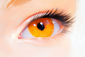 Poster - A stylized artistic interpretation of an orange eye, with layered textures and high clarity in