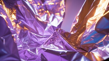 Leinwandbilder - Illuminated foil produces a distinct violet distorted backdrop featuring a fashionable duotone texture.