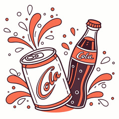 Wall Mural - A cola can and bottle vector with splash effects