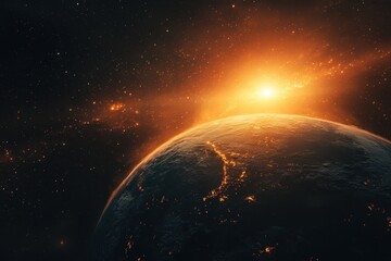 Wall Mural - earth from space at dawn .