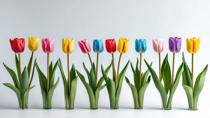 Aufkleber - Colorful tulips against a white backdrop