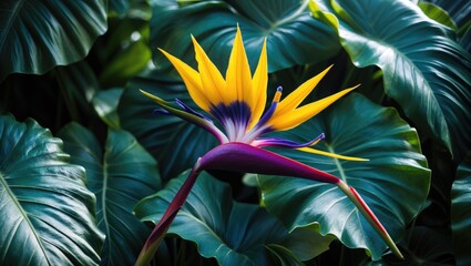 Aufkleber - colorful flower on dark leaves background
