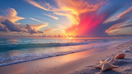 Aufkleber - Vibrant sunset over the ocean