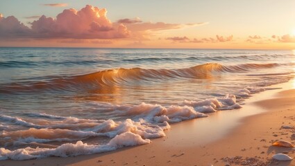 Aufkleber - Vibrant dawn above the ocean. Natural composition.
