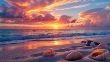 Aufkleber - Vibrant sunset above the ocean