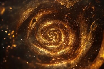Wall Mural - exploring a mesmerizing golden spiral galaxy in a captivating science fiction animation, space spira