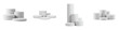 © MDNANNU - Four sets of white cylinder podiums with varying heights.