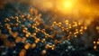 © amirfaoezan - Visualizing Golden Molecular Structure with Glowing Particles and Bokeh Effect