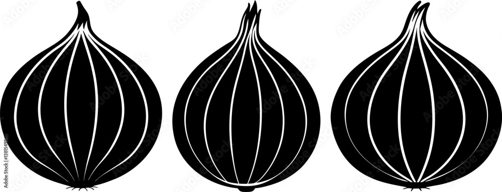 Onion icon vector art, Vector of onion black icon silhouette design ...