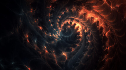 Aufkleber - Swirling red and orange fractal energy creating a dynamic abstract background