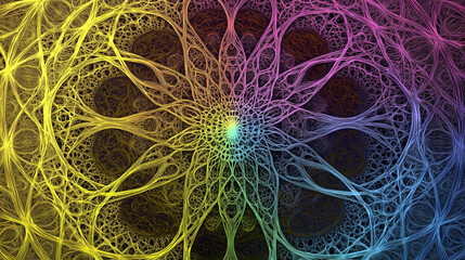 Aufkleber - Colorful abstract fractal forming a flower is glowing in the dark