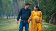 © Arnav Pratap Singh - Happy pregnant couple in outdoor park, Husband with his pregnant wife in nature, married indian couple expecting baby concept