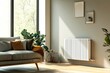 © Tunsale - Modern radiator in home with central heating system. AI generated illustration.