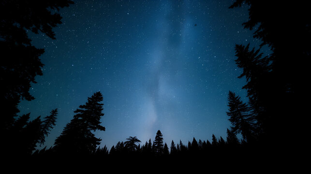 starry night sky trees stars forest mood enchanted header dreamland banner evocative clearing