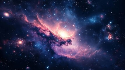 Wall Mural - vivid nebula and starfield in deep space with cosmic glow and distant galaxies