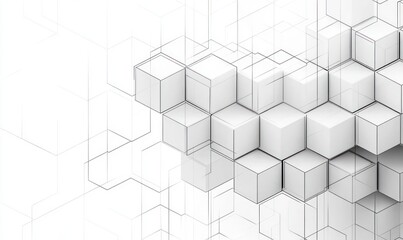 Wall Mural - geometric hexagonal cubes pattern in isometric perspective abstract design background