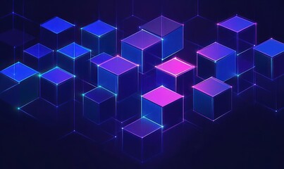 Wall Mural - abstract geometric pattern with isometric cubes in modern technology blockchain concept