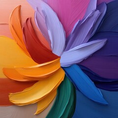 Fototapete - Abstract artistic floral petal arrangement with vibrant colors creating a dynamic and textured design on a textured background