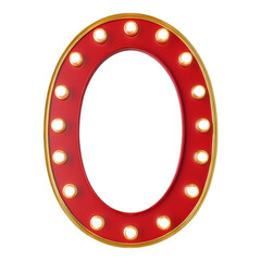 Wall Mural - bright red neon light number zero sign in display