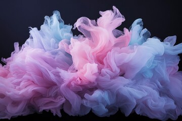 Poster - Abstract cloud of pink and blue pixelated smoke on black background, airy and ethereal with gradient and texture, suitable for artistic concepts