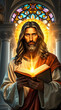 © kaio - Jesus Christ Holding the Holy Bible – Divine Light and Sacred Wisdom