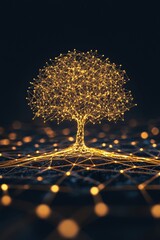 Wall Mural - a tree made of lines and dots is lit up in the dark