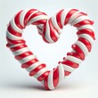 © JetHuynh - 3d Christmas candy cane heart frame with red and white striped on a white background