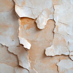 Aufkleber - Close Up View Of Peeling White And Beige Paint Texture Revealing Damaged Plaster Surface