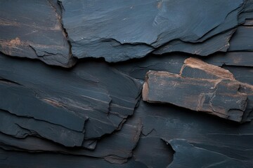 Leinwandbilder - Abstract Dark Blue Layered Texture With Brown And Gold Specks Macro Shot Of Organic Shapes