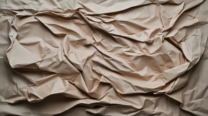 Aufkleber - Detailed Close Up Of Crumpled Brown Paper Texture With Wrinkles Folds And Rough Surface