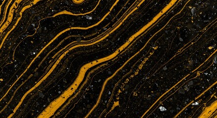 Aufkleber - Abstract Black Stone Texture with Golden Veins for Background Design