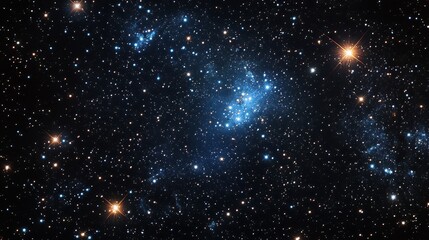 Wall Mural - distant galaxy with bright stars in a night sky full of glowing celestial bodies