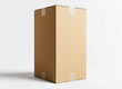 © Septhian - Vertical cardboard box mockup with closed top and bottom tape.