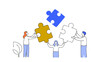 © Bi - people at a puzzle elements the concept of teamwork solving problem human resources vector illustration