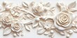 © Keonova Graphic - A beautiful fantasy vintage flower wallpaper with white color variation made from a 3d model of flowers and leaves. Elegant white floral digital art.