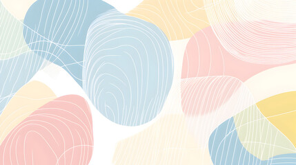 Wall Mural - geometric pattern with a series of thin lines creating angular shapes and curves in pastel colors, o